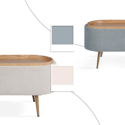 Coffee Table Storage Ottoman - Corduroy Padded Blanket Box Bench ESME CREAM.