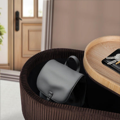 Coffee Table Storage Ottoman - Velvet Padded Blanket Box Bench IRENE BROWN.