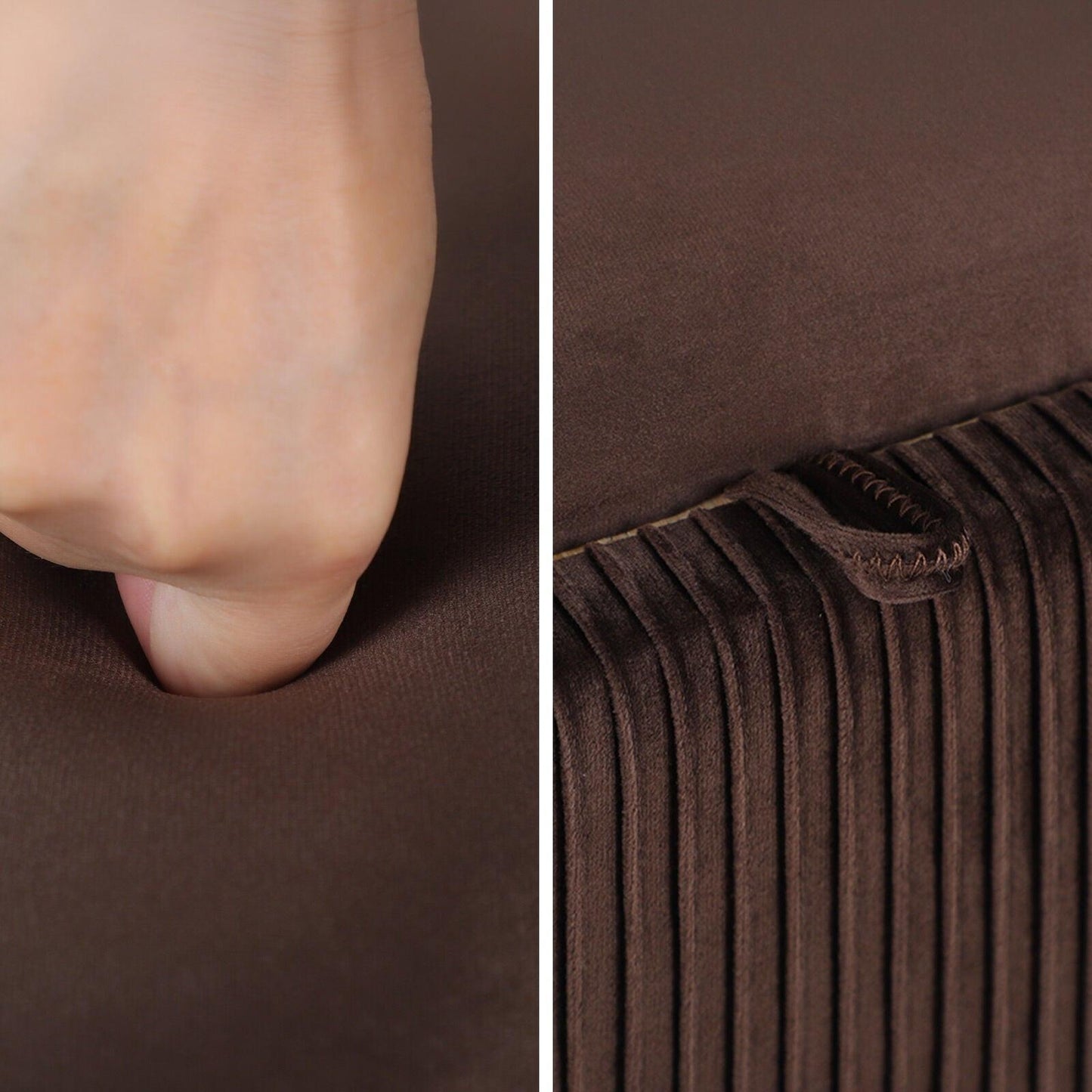 Coffee Table Storage Ottoman - Velvet Padded Blanket Box Bench IRENE BROWN.