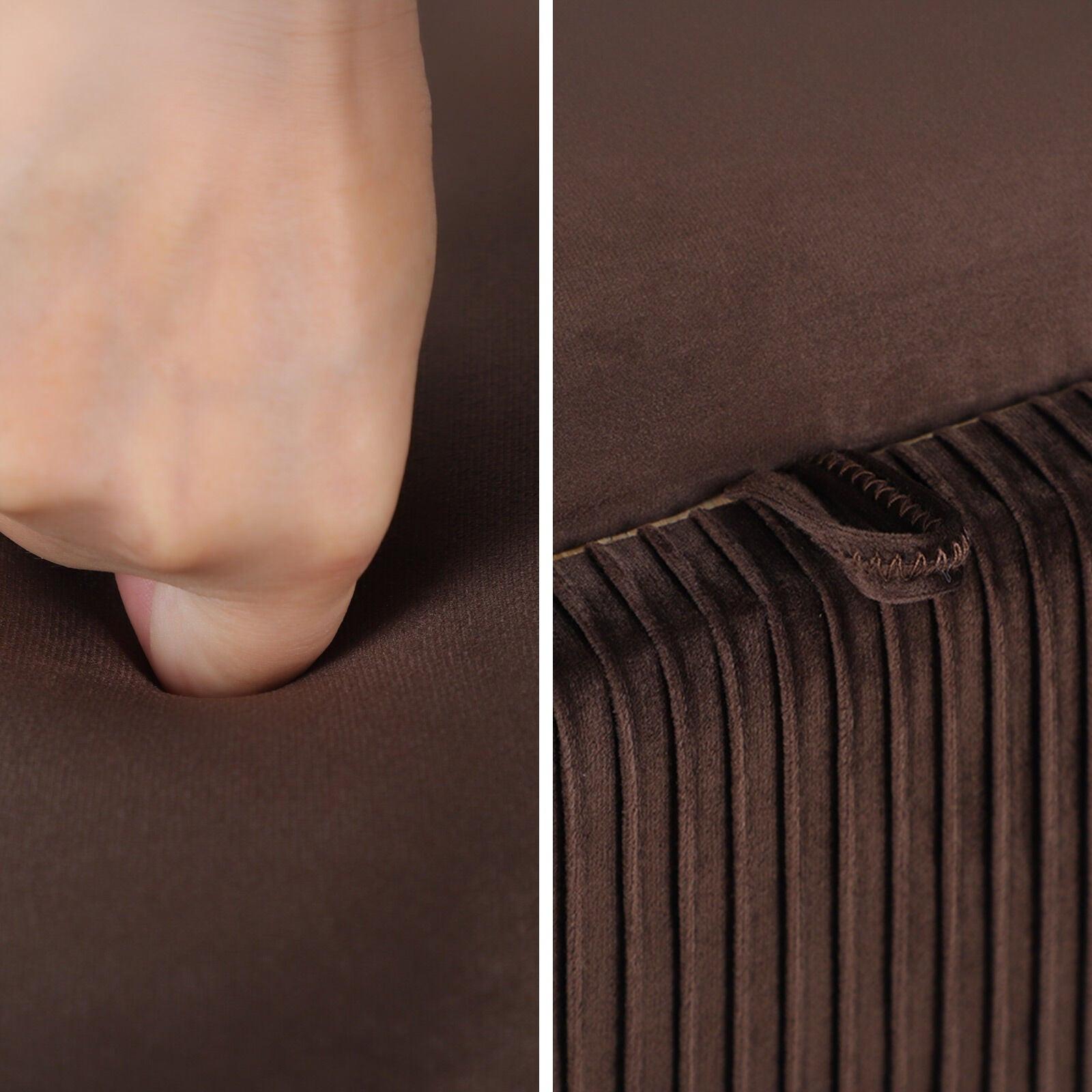 Coffee Table Storage Ottoman - Velvet Padded Blanket Box Bench IRENE BROWN.