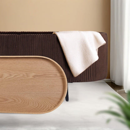 Coffee Table Storage Ottoman - Velvet Padded Blanket Box Bench IRENE BROWN.