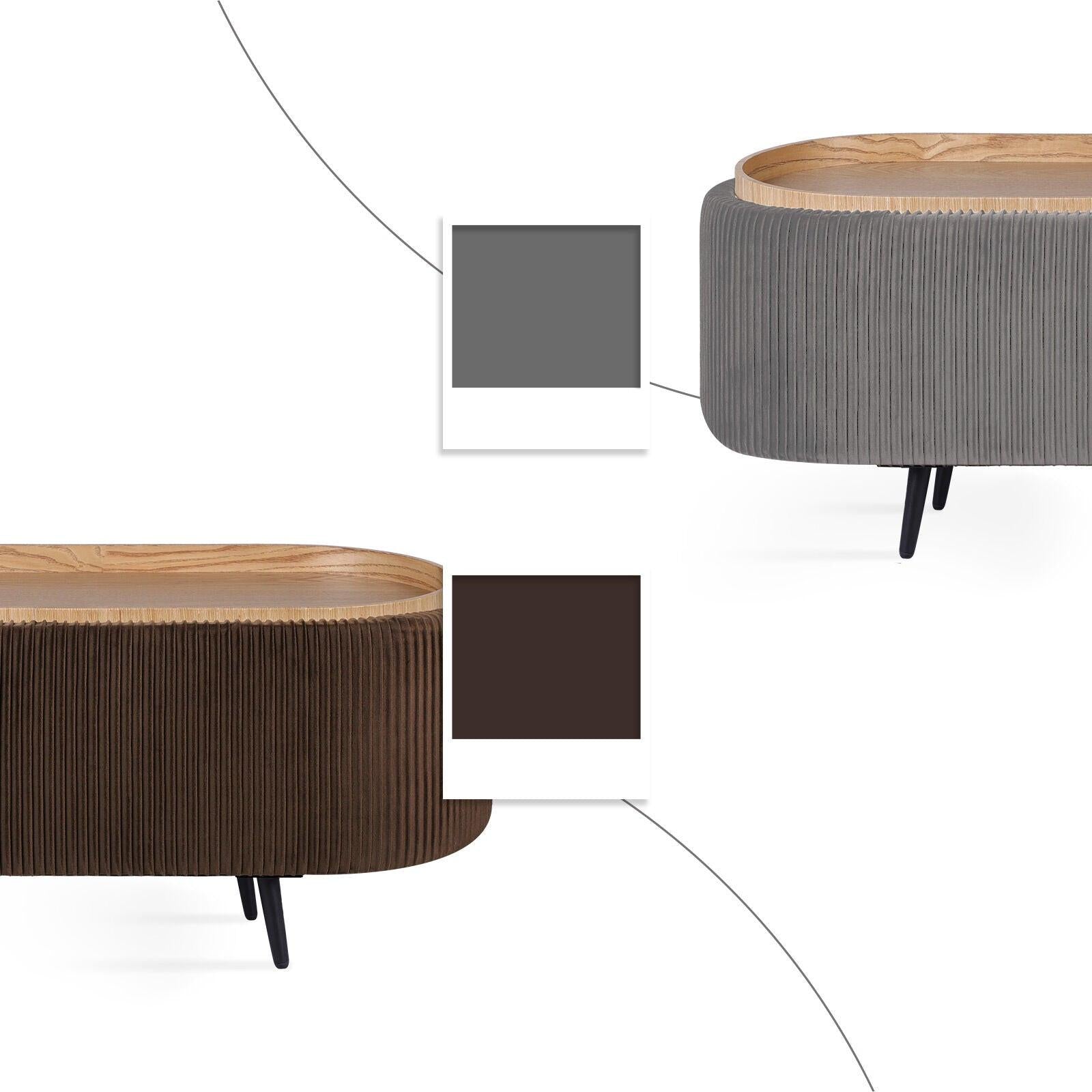 Coffee Table Storage Ottoman - Velvet Padded Blanket Box Bench IRENE BROWN.
