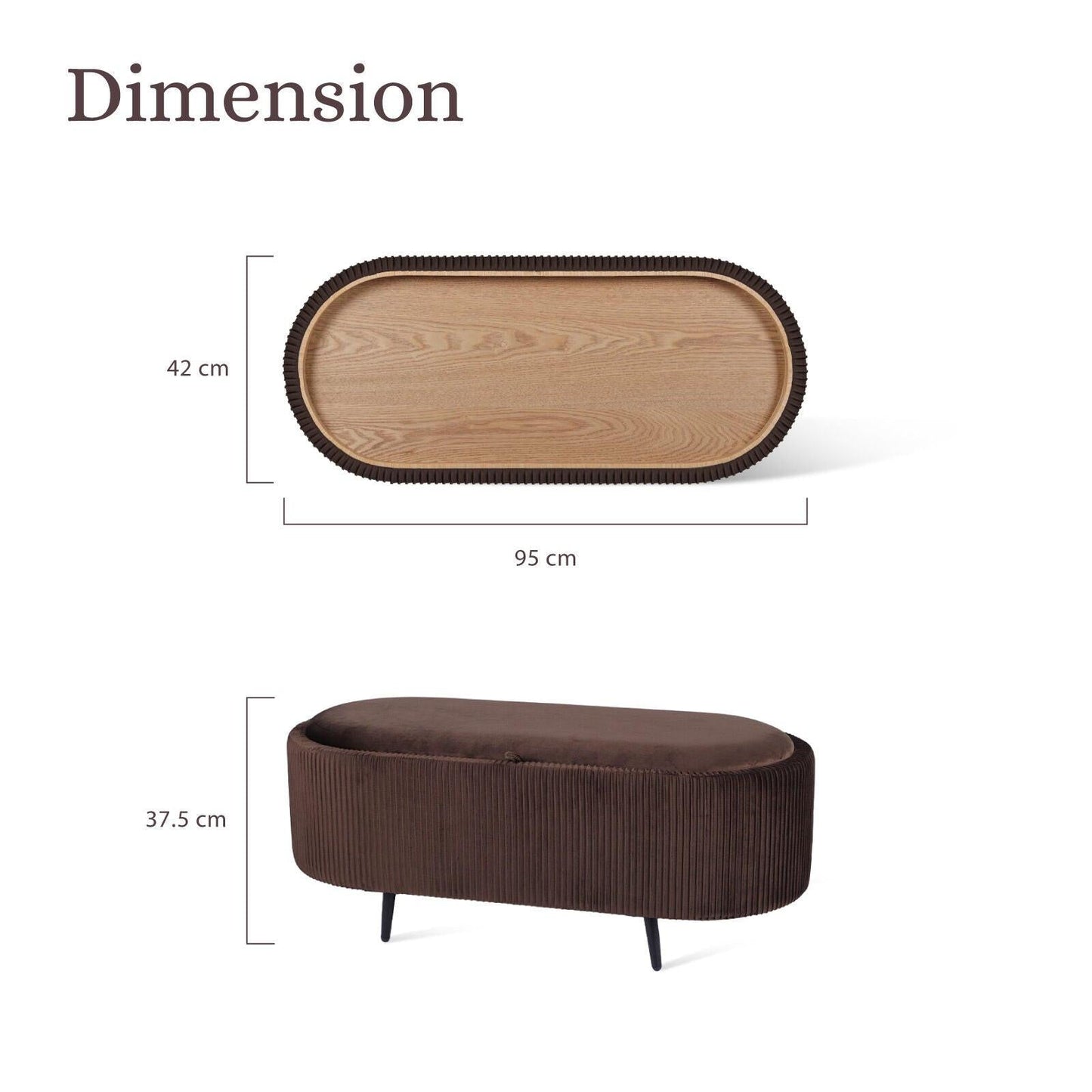 Coffee Table Storage Ottoman - Velvet Padded Blanket Box Bench IRENE BROWN.