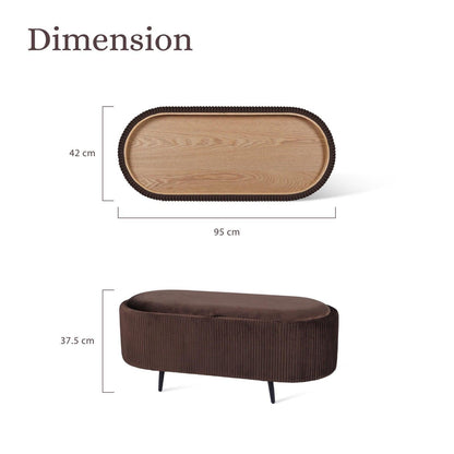 Coffee Table Storage Ottoman - Velvet Padded Blanket Box Bench IRENE BROWN.