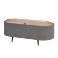 Coffee Table Storage Ottoman - Velvet Padded Blanket Box Bench IRENE GREY.