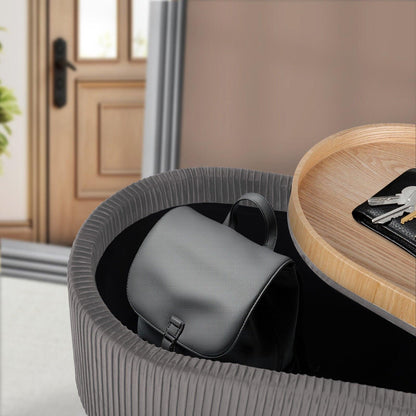 Coffee Table Storage Ottoman - Velvet Padded Blanket Box Bench IRENE GREY.
