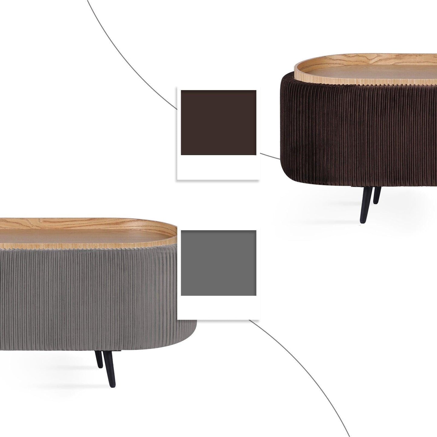 Coffee Table Storage Ottoman - Velvet Padded Blanket Box Bench IRENE GREY.