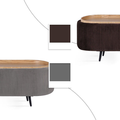 Coffee Table Storage Ottoman - Velvet Padded Blanket Box Bench IRENE GREY.