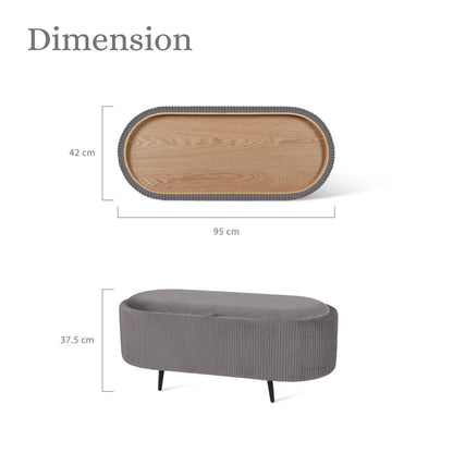 Coffee Table Storage Ottoman - Velvet Padded Blanket Box Bench IRENE GREY.