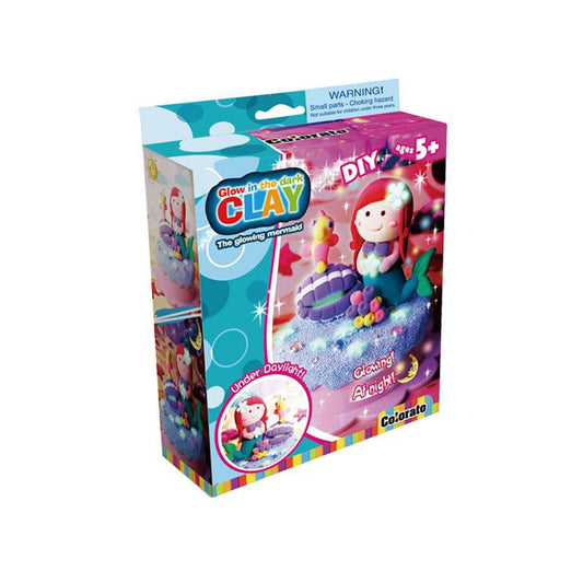Colorato Mermaid Glow Set - Glow-in-the-Dark Super Clay DIY Craft Kit for Kids.