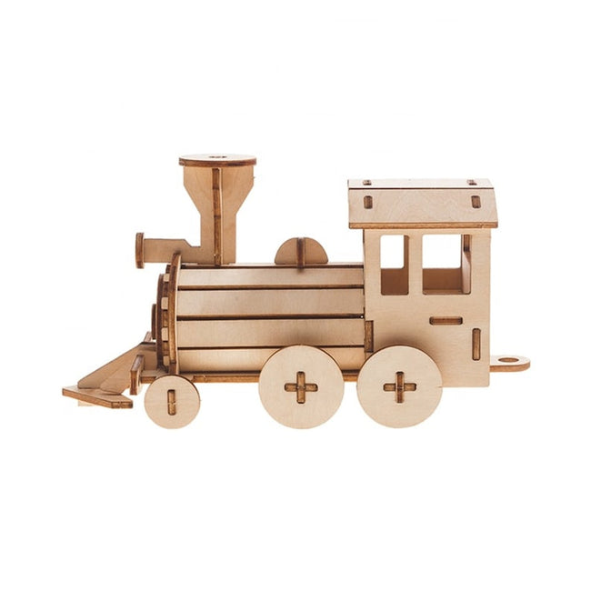 Build and Paint your own locomotive train Kids wood model toy train-plywood DIY kit Main Image