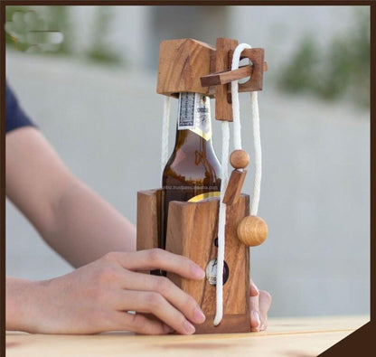 Brainteaser beer bottle mystery lock puzzle- open the lock before you can have a drink! Great party gift.