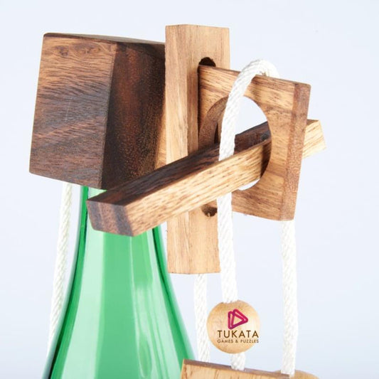 Brainteaser wine bottle mystery lock puzzle- open the lock before you can have a drink! Great party gift.
