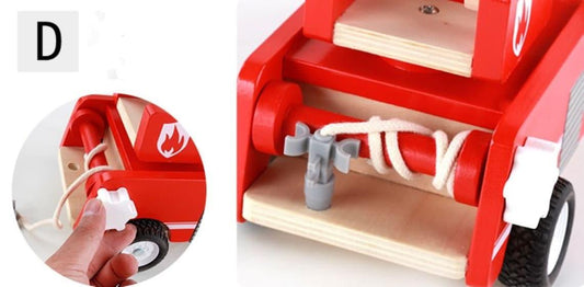 Fire truck wooden 3 years + with ladder and firemen Fire engine Red.