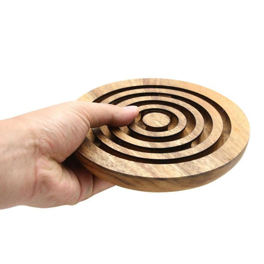 Marble run brain teaser puzzle, wood, handmade 3D puzzle-get all 3 marbles together.