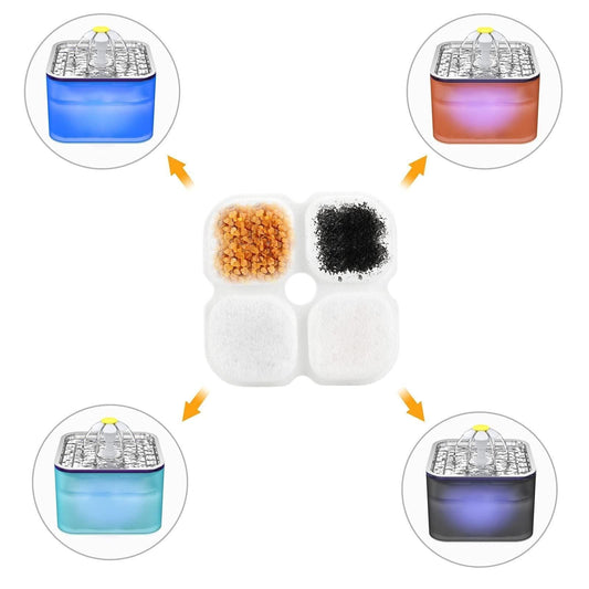 YES4PETS 16x Pet Dog Cat Fountain Filter Replacement Activated Carbon Ion Exchange Resin Triple Filtration System Automatic Water Dispenser Compatible.