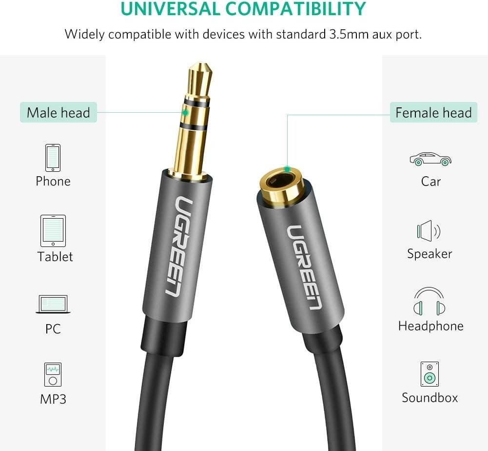 UGREEN 3.5mm Male to 3.5mm Female Extension Cable 5m (Black) 10538.