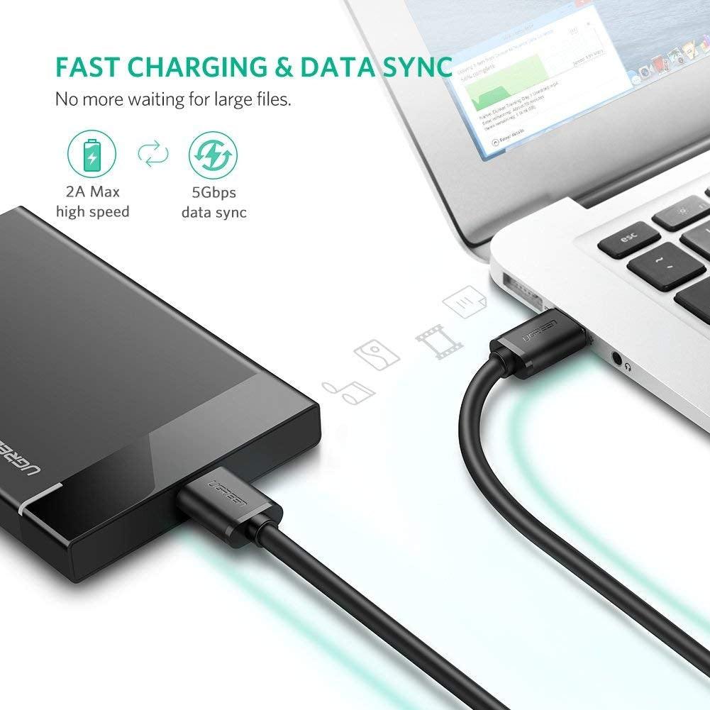 UGREEN USB 3.0 A Male to Micro USB 3.0 Male Cable - Black 2M (10843).
