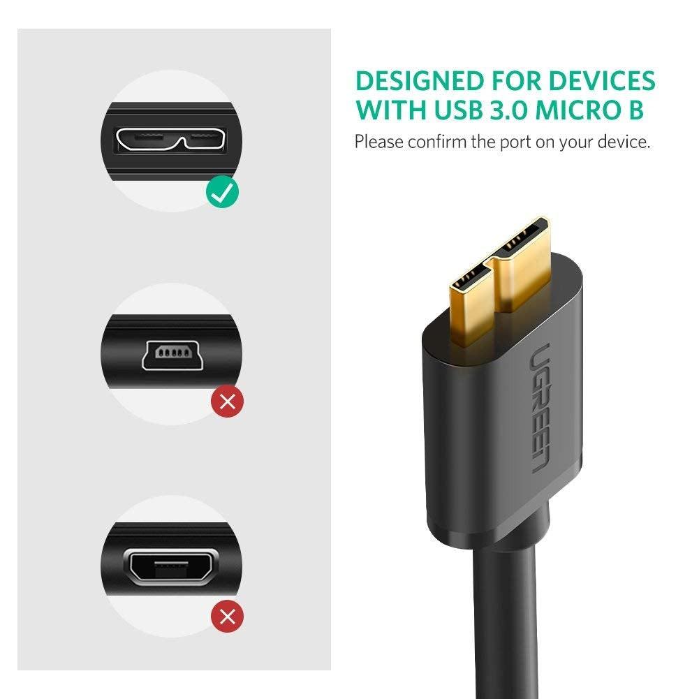 UGREEN USB 3.0 A Male to Micro USB 3.0 Male Cable - Black 2M (10843).