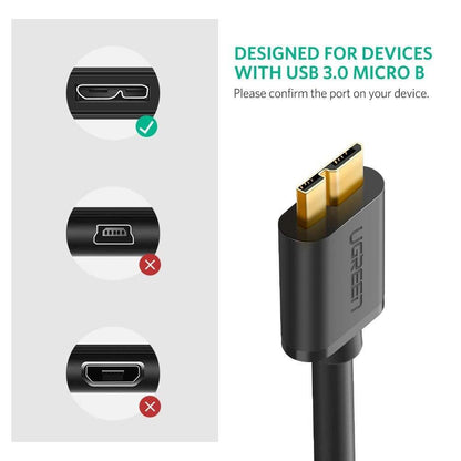 UGREEN USB 3.0 A Male to Micro USB 3.0 Male Cable - Black 2M (10843).