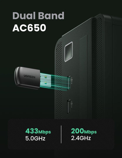 UGREEN 20204 AC650 Dual Band USB WLAN Adapter.