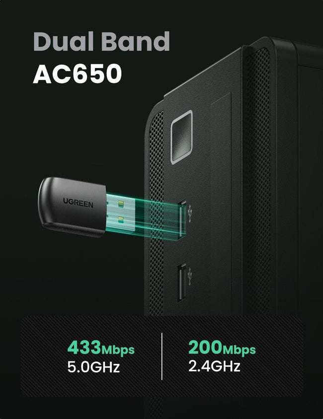 UGREEN 20204 AC650 Dual Band USB WLAN Adapter Main Image