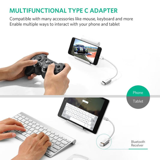 UGREEN USB Type-C Male to USB 3.0 Type A Female OTG Cable - White 15CM (30702).