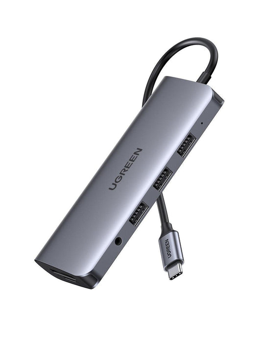 UGREEN USB-C To 3*USB 3.0 A+HDMI+VGA+RJ45 Gigabit+SD/TF+AUX3.5mm+PD Converter Gray with PD 80133.