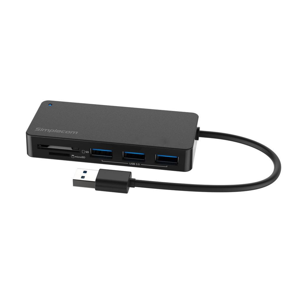 Simplecom CH368 3 Port USB 3.0 Hub with Dual Slot SD MicroSD Card Reader.