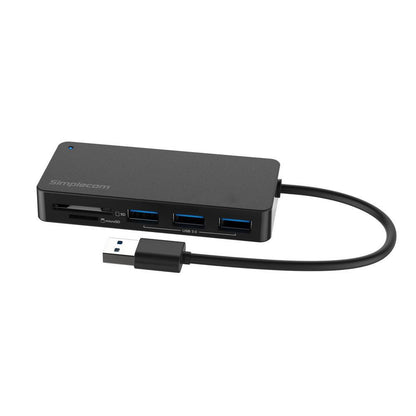 Simplecom CH368 3 Port USB 3.0 Hub with Dual Slot SD MicroSD Card Reader.