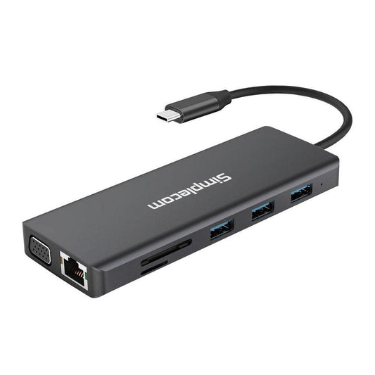 Simplecom CHN612 USB-C 12-in-1 Multiport Docking Station Dual HDMI + VGA Triple Display Gigabit LAN.