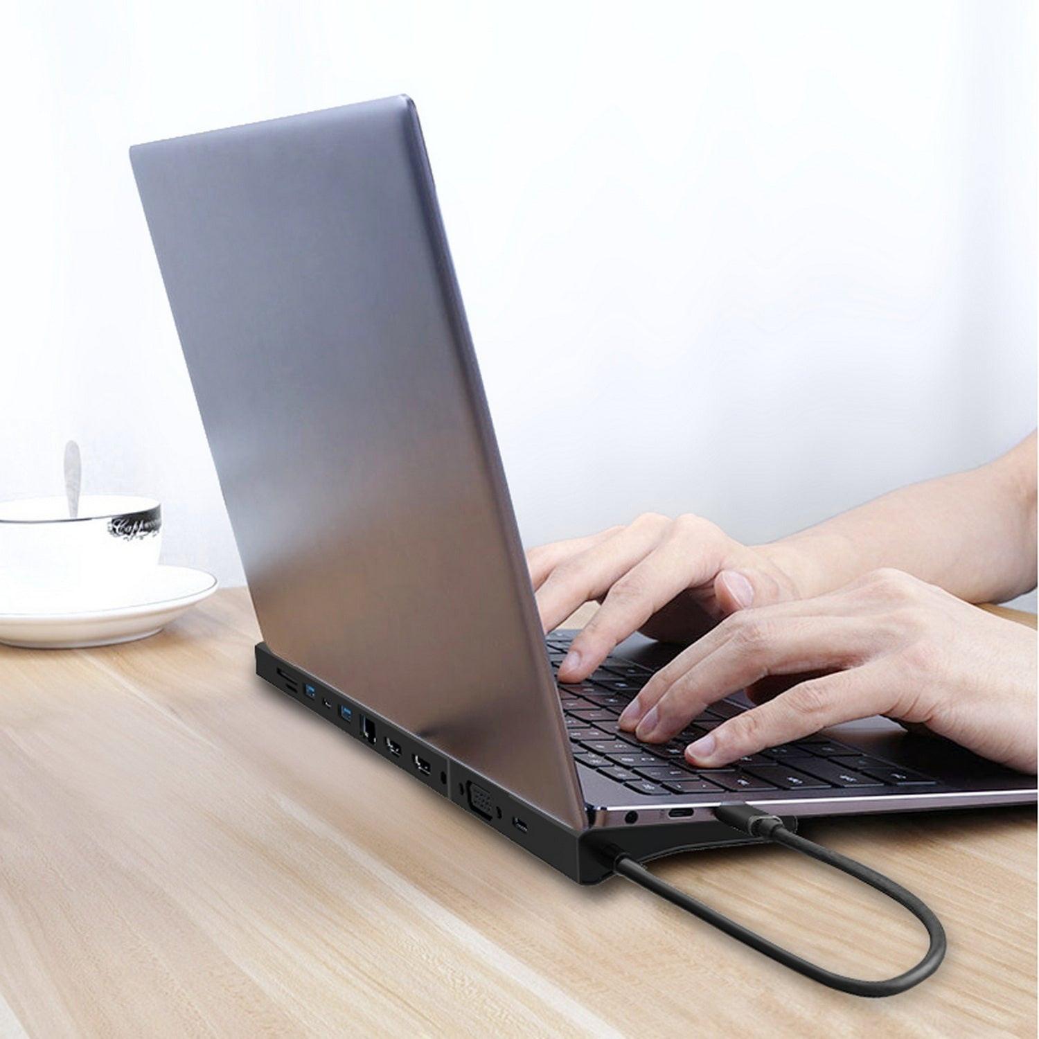 Simplecom CHN622 USB-C 12-in-1 Multiport Docking Station Laptop Stand Dual HDMI + VGA Triple Display Gigabit LAN.