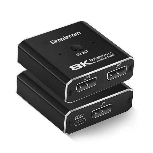 Simplecom CM202 Bi-Directional 2 Way DisplayPort Switch Selector DP 1.4 8K.