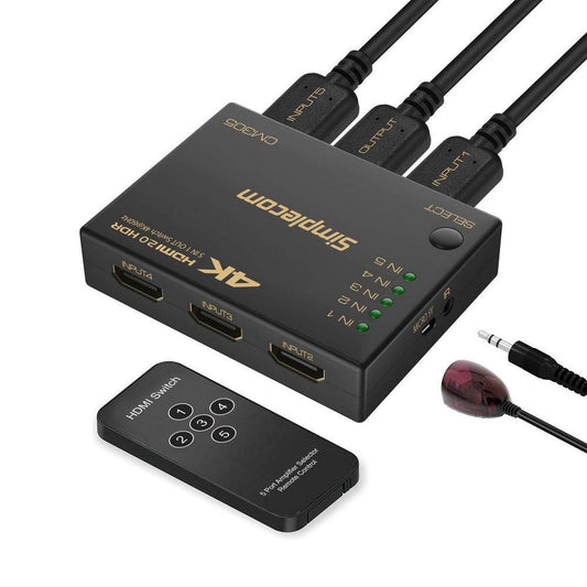 Simplecom CM305 Ultra HD 5 Way HDMI Switch 5 IN 1 OUT Splitter 4K@60Hz.