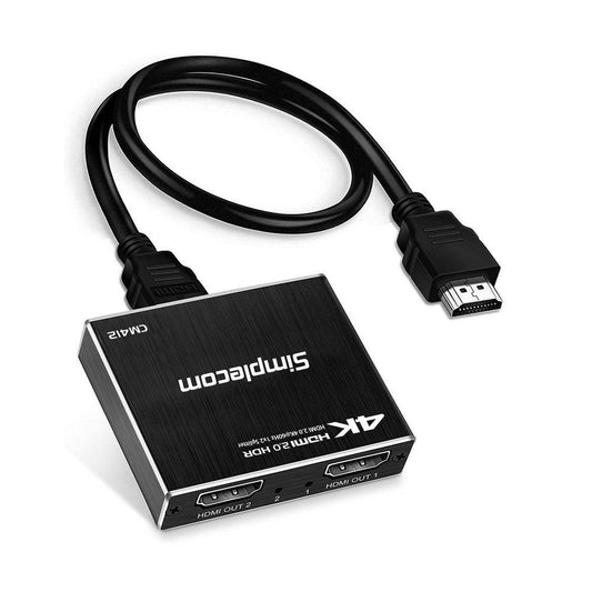 Simplecom CM412 HDMI 2.0 1x2 Splitter 1 IN 2 Out 4K@60Hz HDR10 2 Port HDMI Duplicator.