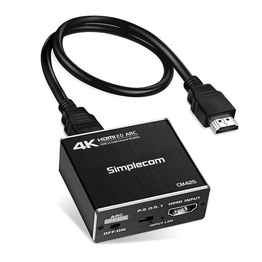Simplecom CM425 HDMI 2.0 Audio Extractor Optical SPDIF and 3.5mm Stereo with ARC 4K@60Hz.
