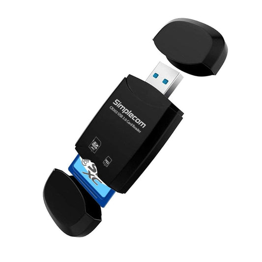 Simplecom CR303 2 Slot SuperSpeed USB 3.0 Card Reader with Dual Caps.