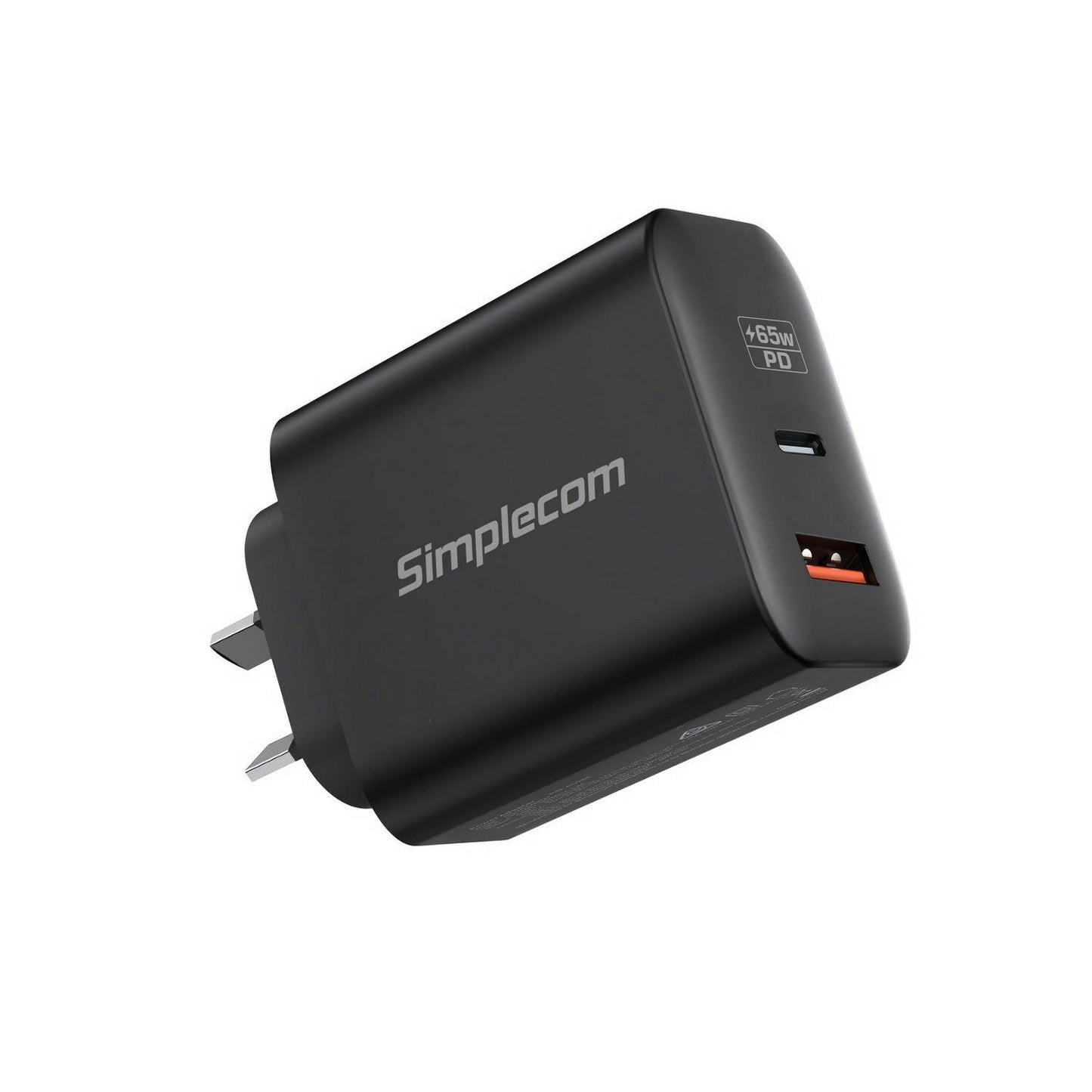 Simplecom CU265 Dual Port PD 65W GaN Fast Wall Charger USB-C + USB-A for Phone Laptop.