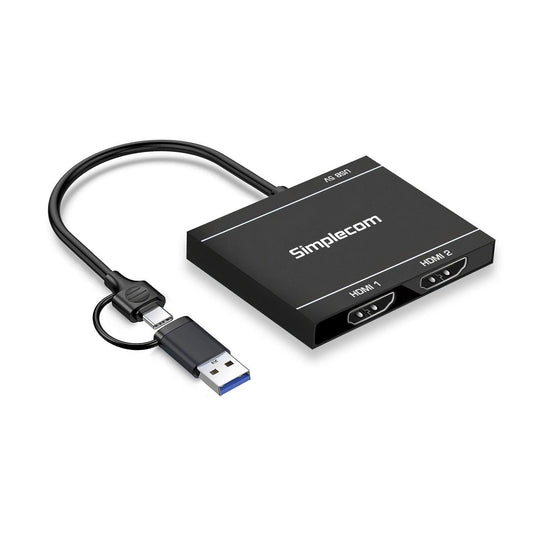Simplecom DA327 USB 3.0 or USB-C to Dual HDMI Display Adapter for 2x 1080p Extended Screens.