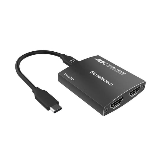 Simplecom DA330 USB-C to Dual HDMI MST Adapter 4K@60Hz with PD and Audio Out.