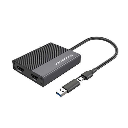 Simplecom DA369 USB 3.0 or USB-C to Dual 4K HDMI 2.0 Display Adapter for 2x 4K@60Hz Extended Screens.