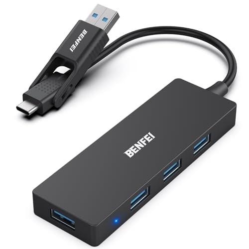 BENFEI 000291BK 4-Port USB 3.0 Ultra Flat Data Hub, USB C Hub with 4 Ports USB 3.0 Adapter.