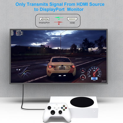 BENFEI 344GY-1M HDMI to DisplayPort Unidirectional 4K Active Cable with USB Powered 1M