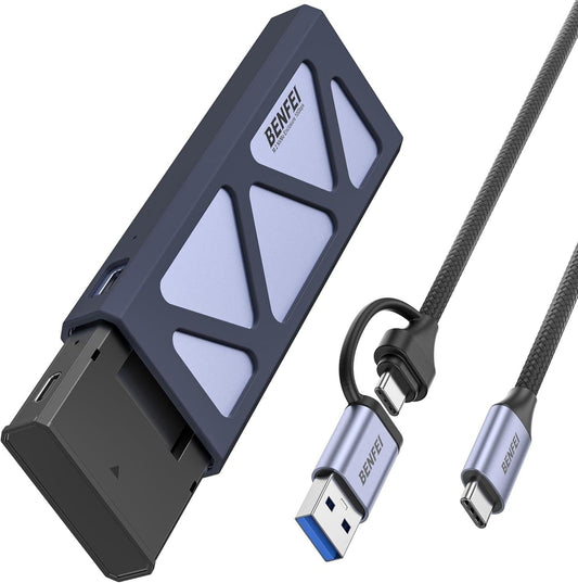 BENFEI M.2 SSD Enclosure USB3.2 Gen2 10 Gbps, Tool-Free for NVME B & M Keys with Size 2230/2242/2260/2280 SSDs.