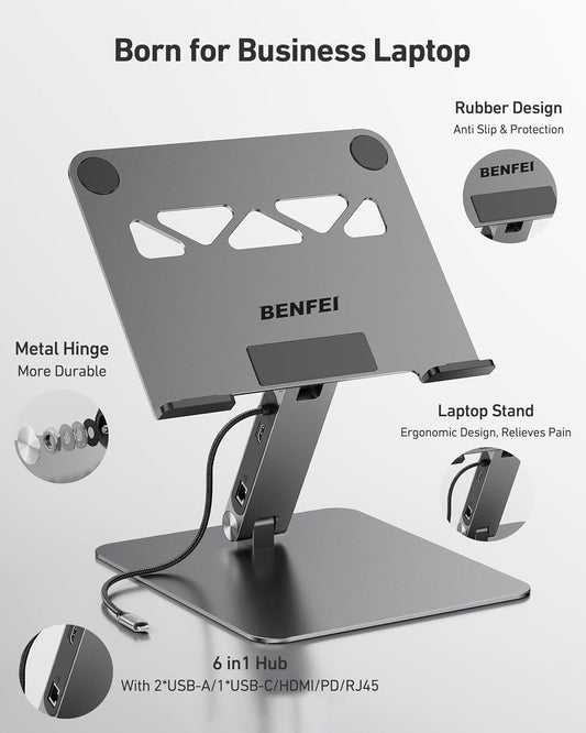 BENFEI 398GY TYPE-C 6-in-1 HDMI+USB-C(10G)+RJ45+2xUSB-A(10G)+PD.