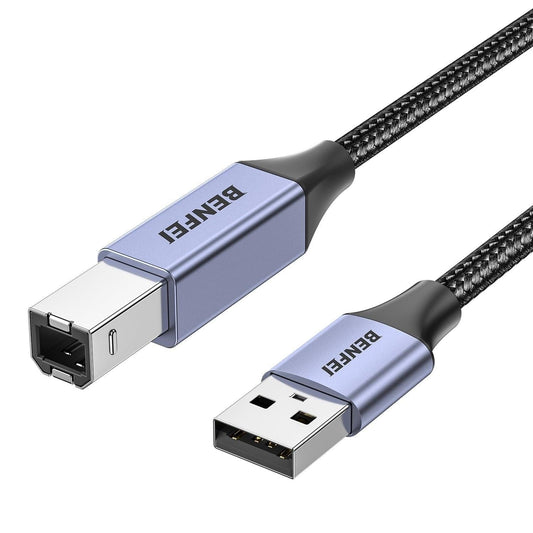 BENFEI 000406GY-2M USB Printer Cable, 6.6 FT/2 Meter USB A to USB B Cable.
