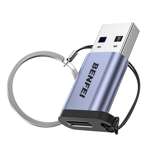 BENFEI 407GY USB Type-A to USB-C Adapter Male to Female Supporting 5V 3A Charging and 10Gbps Data Transmit.