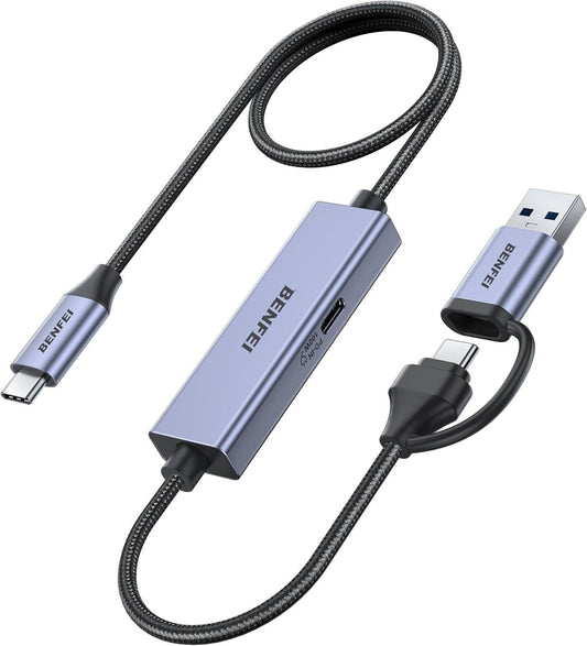 BENFEI 408GY USB-C to USB-C+A + PD (100W) Video/Audio Capture Card Supporting Full HD 1080P 60FPS for Streaming, Recording, Gaming.