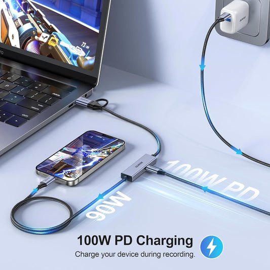 BENFEI 408GY USB-C to USB-C+A + PD (100W) Video/Audio Capture Card Supporting Full HD 1080P 60FPS for Streaming, Recording, Gaming.