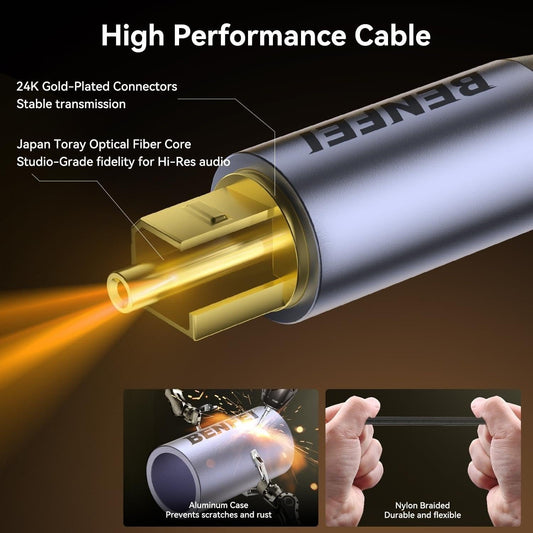 BENFEI 411GY Toslink Optical Audio cable 2M.